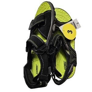 Khombu CostcocKids Size 3 Black Lime Green Sport Sandals V New